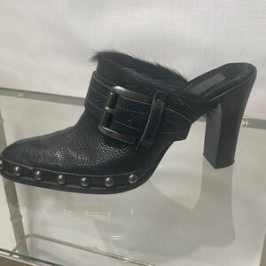 Apepazza Black leather mules with silver studding